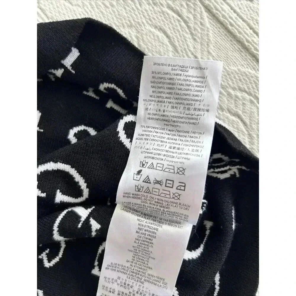 GUESS Monogram G Logo Mini Dress Black White Knit Bodycon Sheath Women’s Size M - Picture 6 of 12